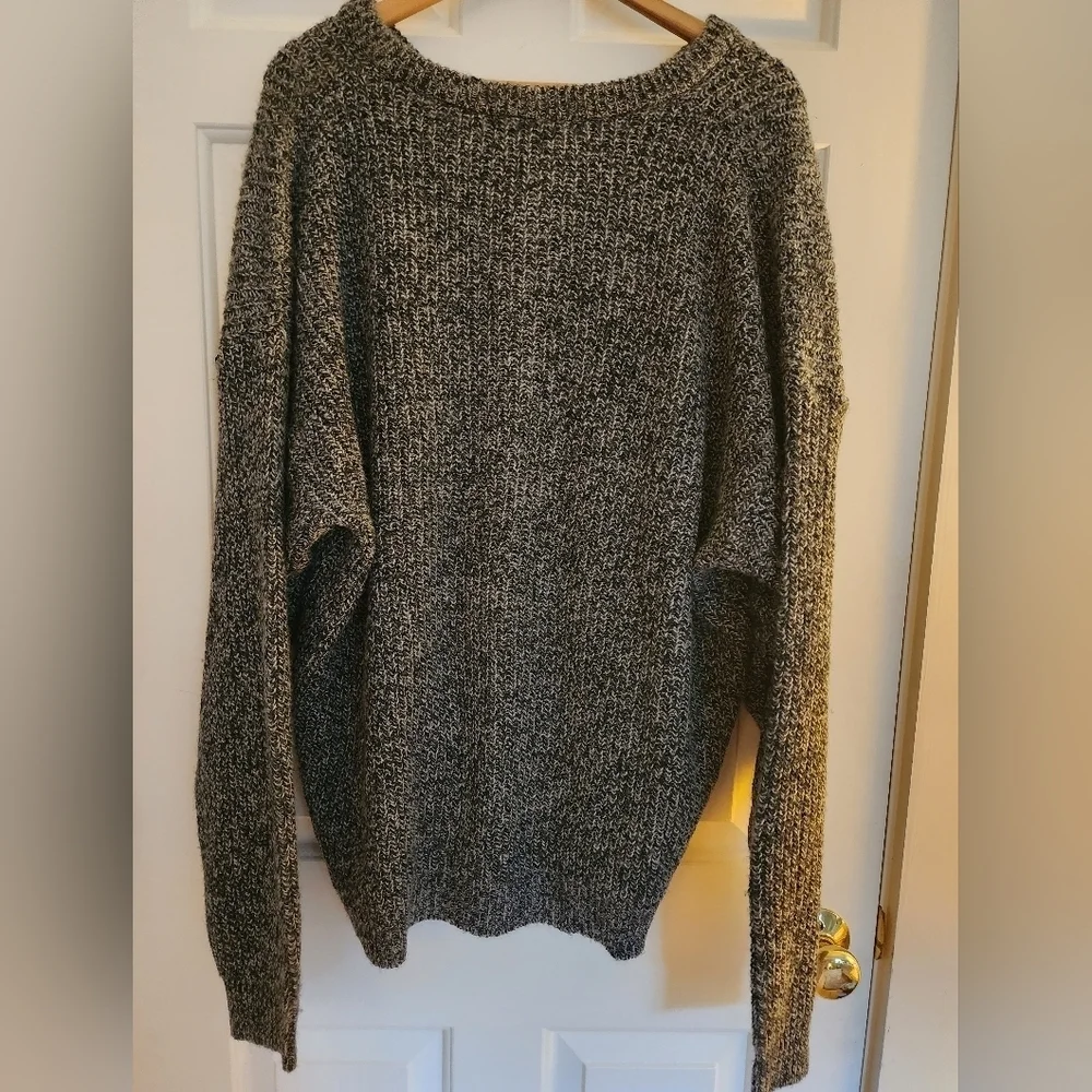 Vintage Basic Equipment Nwt Gray Black Heather Wool Blend Henley Sweater Size Xl